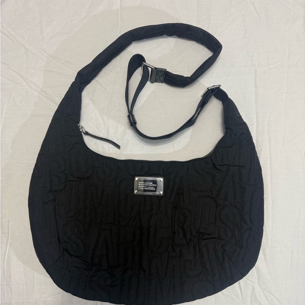 Marc Jacobs Black Jumbled Logo Nylon Shoulder Bag